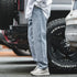 Retro 12.8oz Washed Denim Jeans – Men’s Loose Straight Baggy Trousers